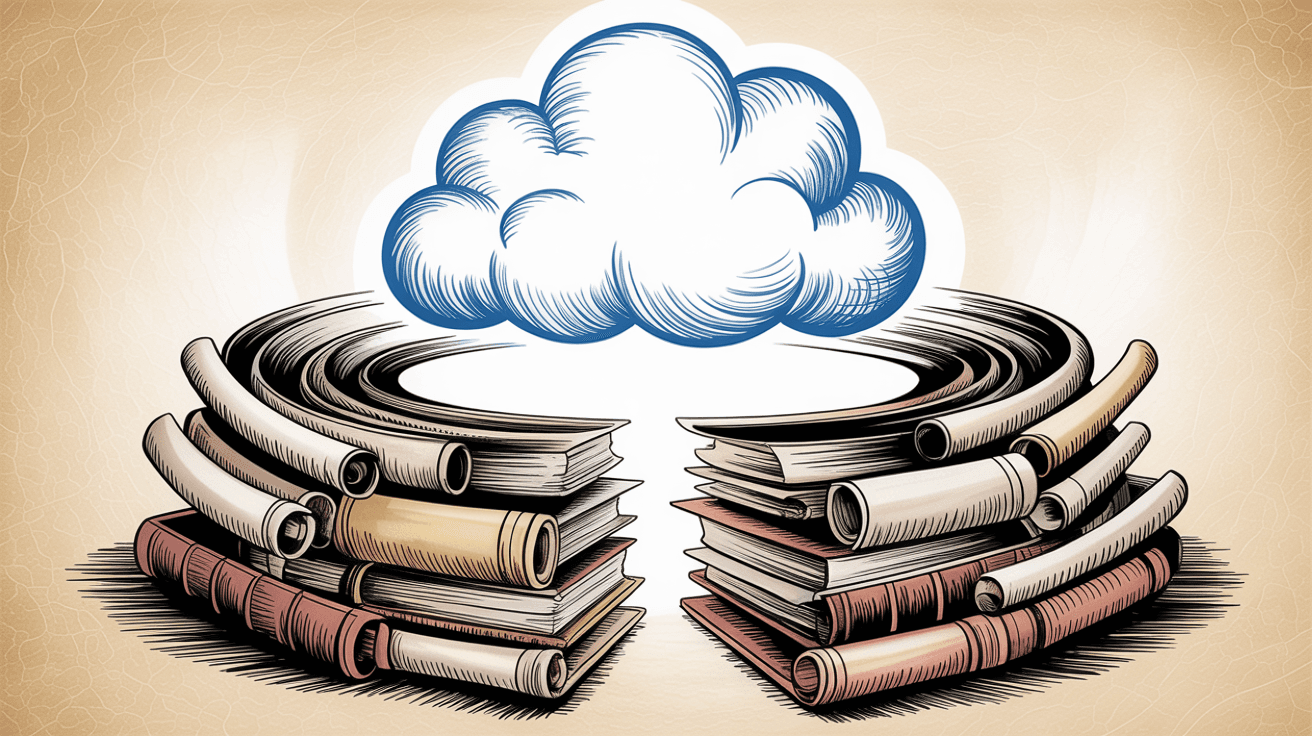 Email backup and archive illustration showing preserved correspondence with cloud storage concept